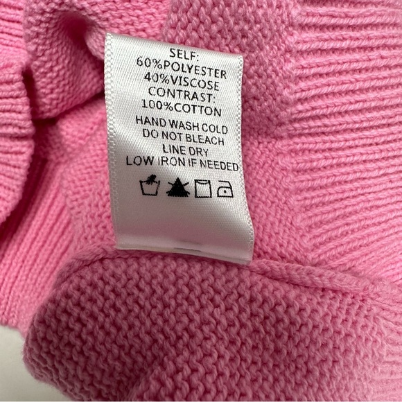 Lalavon Pink Sweater with White Bows size S NWT - Picture 8 of 9